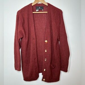 Peruvian Connection 100% Alpaca Burgundy‎ Knit Cardigan Small
